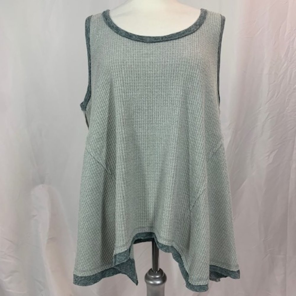 Miss Me Scoop Neck Waffle Knit Tank - Gray Green
